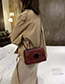 Fashion Red Wine Rivet Chain Crossbody Shoulder Bag