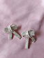 Fashion Gold ( Silver Needle) Full Diamond Pearl Bow  Silver Needle Earrings
