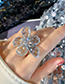 Fashion Blue Large Flower Crystal Open Ring