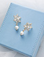 Fashion White  Silver Needle Snowflake Earrings