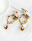 Fashion Gold Alloy Studded Bee Flower Earrings