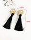 Fashion Black Alloy Chain Cotton Tassel Earrings