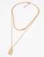 Fashion Gold Geometric Chain Embossed Square Necklace