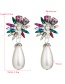 Fashion Color Alloy Diamond Large Pearl Earrings