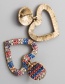 Fashion Color Long Heart-shaped Earrings With Rhinestone Stud Earrings