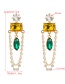 Fashion Gold Alloy Inlaid Jewel Fringed Crystal Earrings