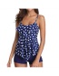 Fashion Blue Dot Flat Angle Multi-layered Ruffled Split Swimsuit