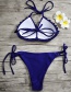 Fashion Blue Flower Split Swimsuit