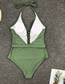 Fashion Green Bandage Belt Buckle One-piece Swimsuit