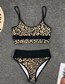Fashion Leopard Print Stitching High Waist Split Swimsuit