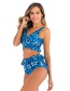 Fashion Huang Cai Chest Cross High Waist Printed Wooden Ear Split Swimsuit