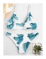 Fashion White Leaf Print Split Swimsuit