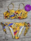 Fashion Yellow Printed Tube Top Split Swimsuit