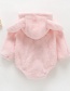 Fashion Pink Baby Velvet Rabbit Ears Long Sleeves Romper