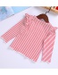 Fashion Red Striped Wooden Ear T-shirt