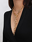 Fashion Gold Geometric Snake Bone Chain Y-shaped Tassel Necklace