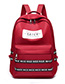 Fashion Red Oxford Cloth Ribbon Printed Stitching Backpack