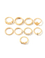 Fashion Gold Geometric Diamond Ring Set Of 9