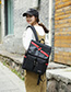 Fashion Oblique Black Splicing Contrast Backpack