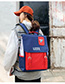 Fashion Blue Red Hat Contrast Flip Canvas Shoulder Bag