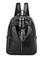Fashion Black Solid Color Zipper Embossed Backpack