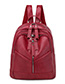 Fashion Red Solid Color Zipper Embossed Backpack
