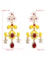 Fashion Gold  Silver Pin Multi-layer Alloy Drip Flower-studded Tassel Earrings
