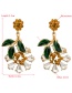 Fashion Gold  Silver Needle Alloy With Rhinestone Flower Drip Oil Leaf Stud Earrings