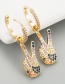 Fashion Color Finger Victory Gesture With Zircon Earrings