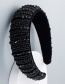 Fashion Black Wide Beaded Sponge Crystal Headband