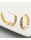 Fashion Color Copper Micro-inlaid Zircon U-shaped Geometric Full Diamond Stud Earrings