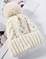 Fashion Beige Hemp Pattern Plus Velvet Double Wool Cap Layer