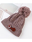 Fashion Navy Double Buckle Knitted Wool Cap