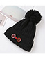 Fashion Bean Paste Double Buckle Knitted Wool Cap