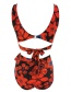 Fashion Red Printed Split Swimsuit