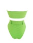 Fashion Fluorescent Green Japanese Word Buckle Split Swimsuit