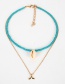 Gold Turquoise Rice Beads Natural Conch Shell Necklace