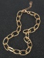 Gold Metal Single Layer Oval Chain Necklace