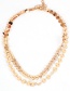 Gold Fish Bone Chain Sequin Double Layer Necklace