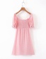 Fashion Pink Offset Wheat Single-breasted Dress