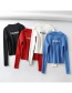 Fashion Red Back Embroidered Letter Zip Sweater