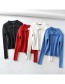 Fashion Blue Back Embroidered Letter Zip Sweater