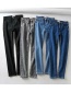 Fashion Dark Blue Washed Fleece Jeans