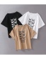 Fashion Khaki Butterfly Print T-shirt
