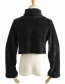 Fashion Black Chenille Stacked Collar Short Knit Sweater