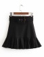 Fashion Black Small Pleated Hem A-line Skirt