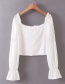 Fashion White Single-breasted Shirt With Cotton Ruffle Sleeves