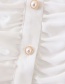 Fashion White Pearl Button Chiffon Pleated Shirt