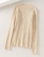 Fashion Beige V-neck Knitted Button Single-breasted Sweater Cardigan