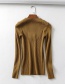 Fashion Mustard Green Threaded Low Crew Neck Knitted T-shirt